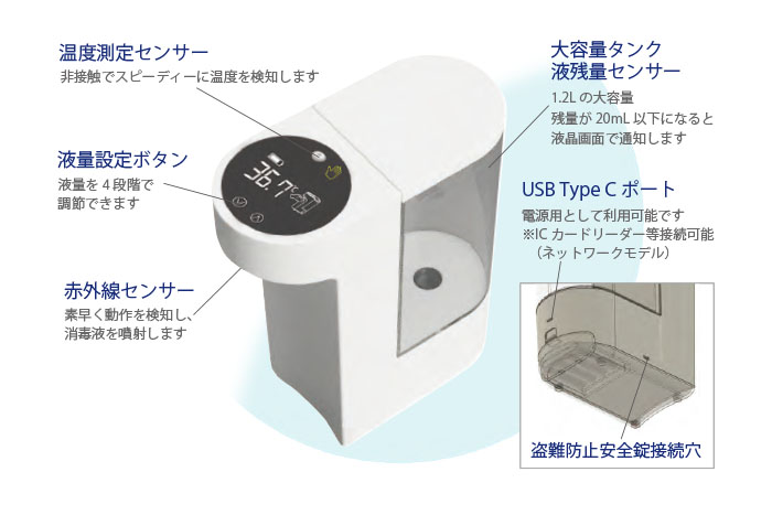 ピッとシュ SWIFTECHIE｜非接触型で検温測定と手指消毒が１台でできる